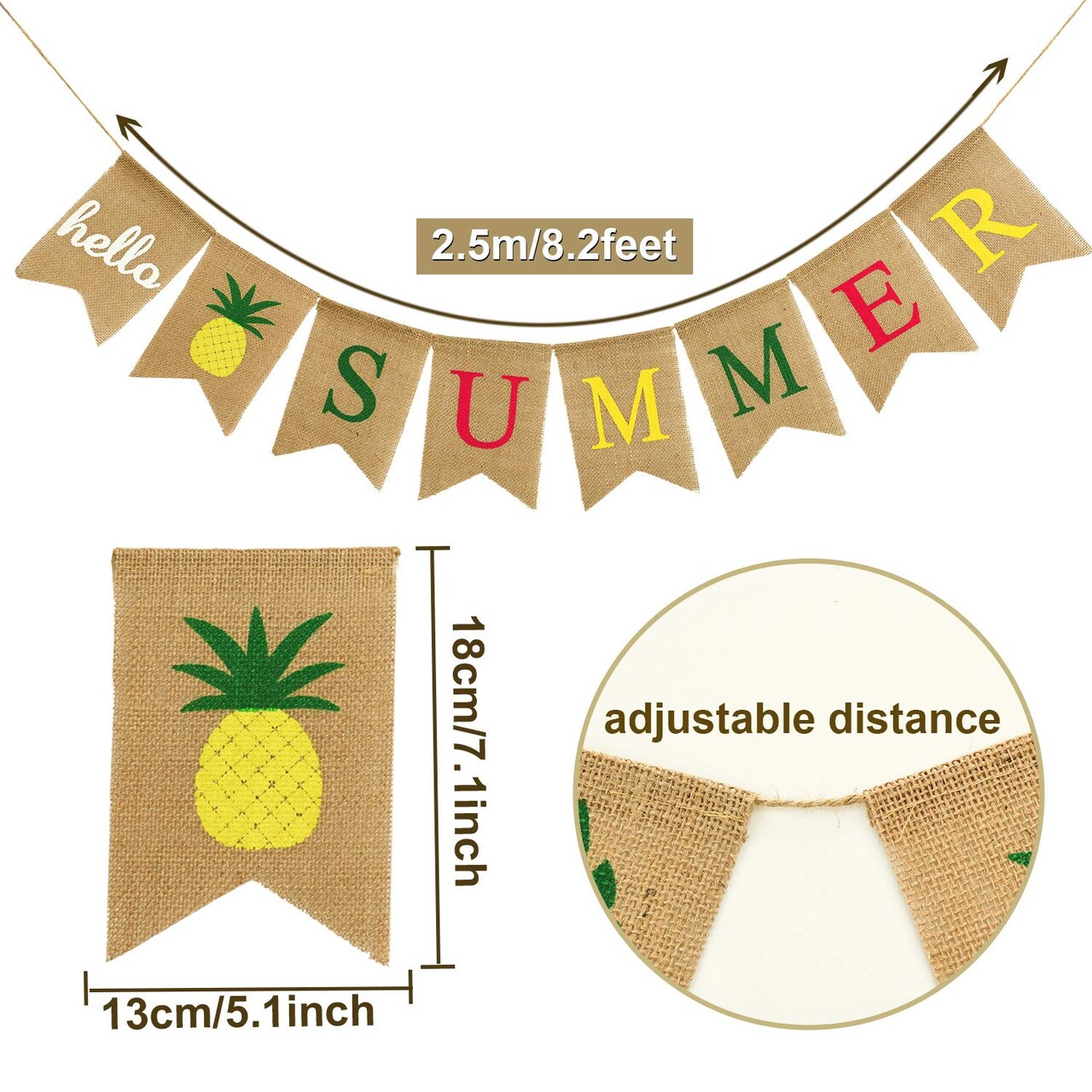 Rustic Summer Banner with Flamingo Pattern Summer Garland Flag Decoration for Pool Party, Beach Party, Barbecue Party (Color Set 2)